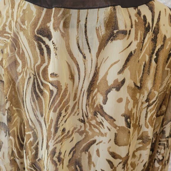 Susan Graver QVC Womens Top Brown Tan Animal Print Beaded Sheer ANI47E - Picture 7 of 9